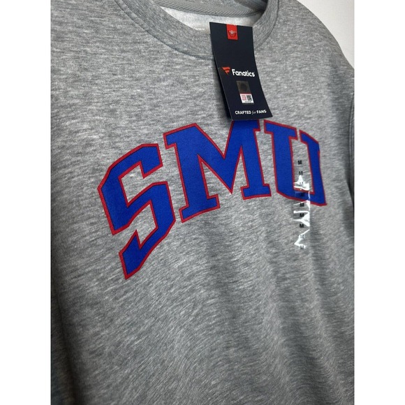 SMU Gray Sweatshirt Fanatics NEW New Southern Methodist Unisex Pullover MEDIUM - Picture 2 of 4